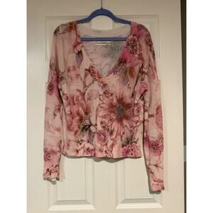 Anthropologie The Dreamer Printed V-Neck Sweater